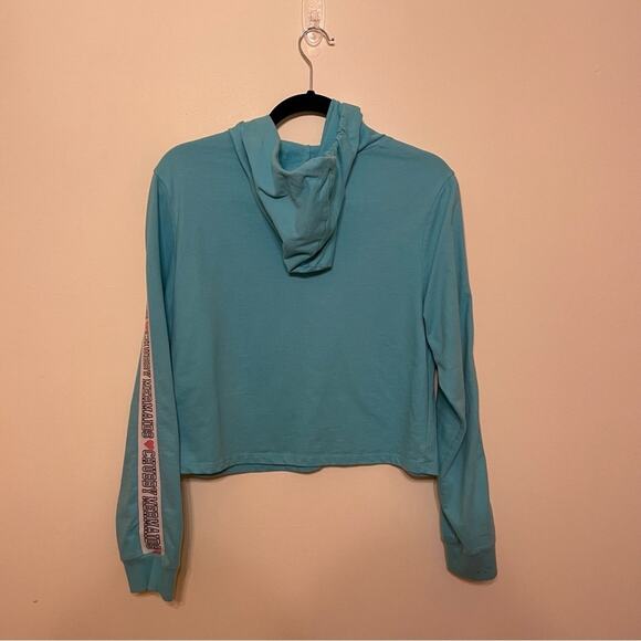 Chubby Mermaids L manatee hoodie heart blue cropped coastal cozy FL - Picture 5 of 7